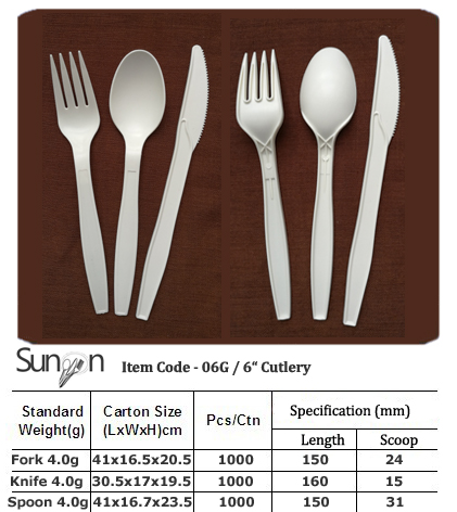 6inch Corn Starch Biodegradable Cutlery