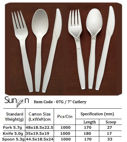 7inch Corn Starch Biodegradable Cutlery