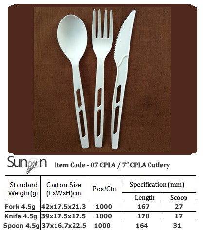 7inch CPLA compostable Cutlery