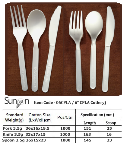 6inch CPLA compostable Cutlery