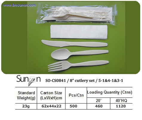 8inch Starch Cutlery Set